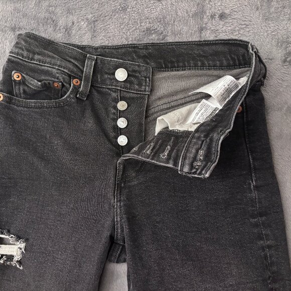 Levi’s Jeans Women’s Size 24 Black Skinny Distressed Stretch Denim - Picture 3 of 13